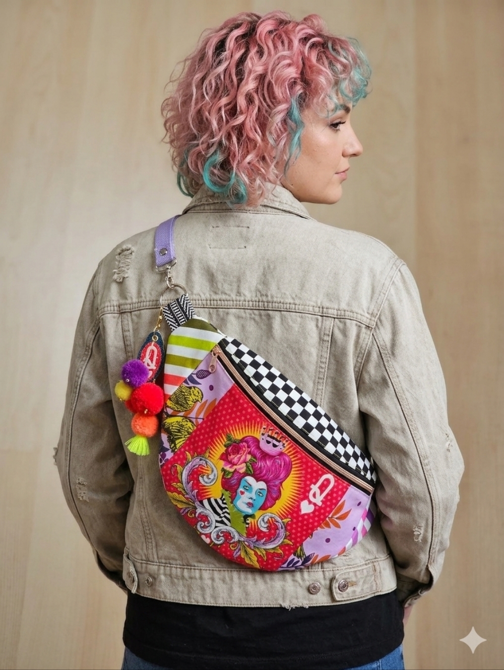 Handmade Upcycled Fanny Pack Sling Bag Crossbody Adjustable Strap Oversized